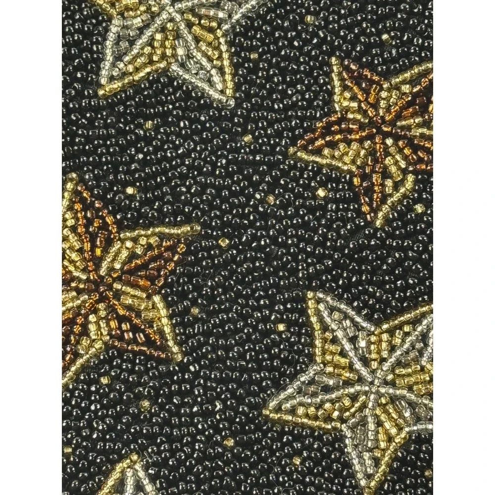 Neiman Marcus Vintage Beaded Star Pouch Black Gold‎ Silver Celestial Phone Case